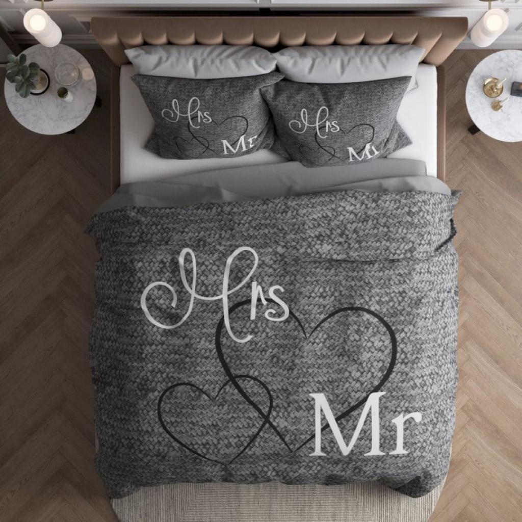 [14018560] POSTELJINA PERKAL MR AND MRS 3 ANTHRACITE  (140X200)