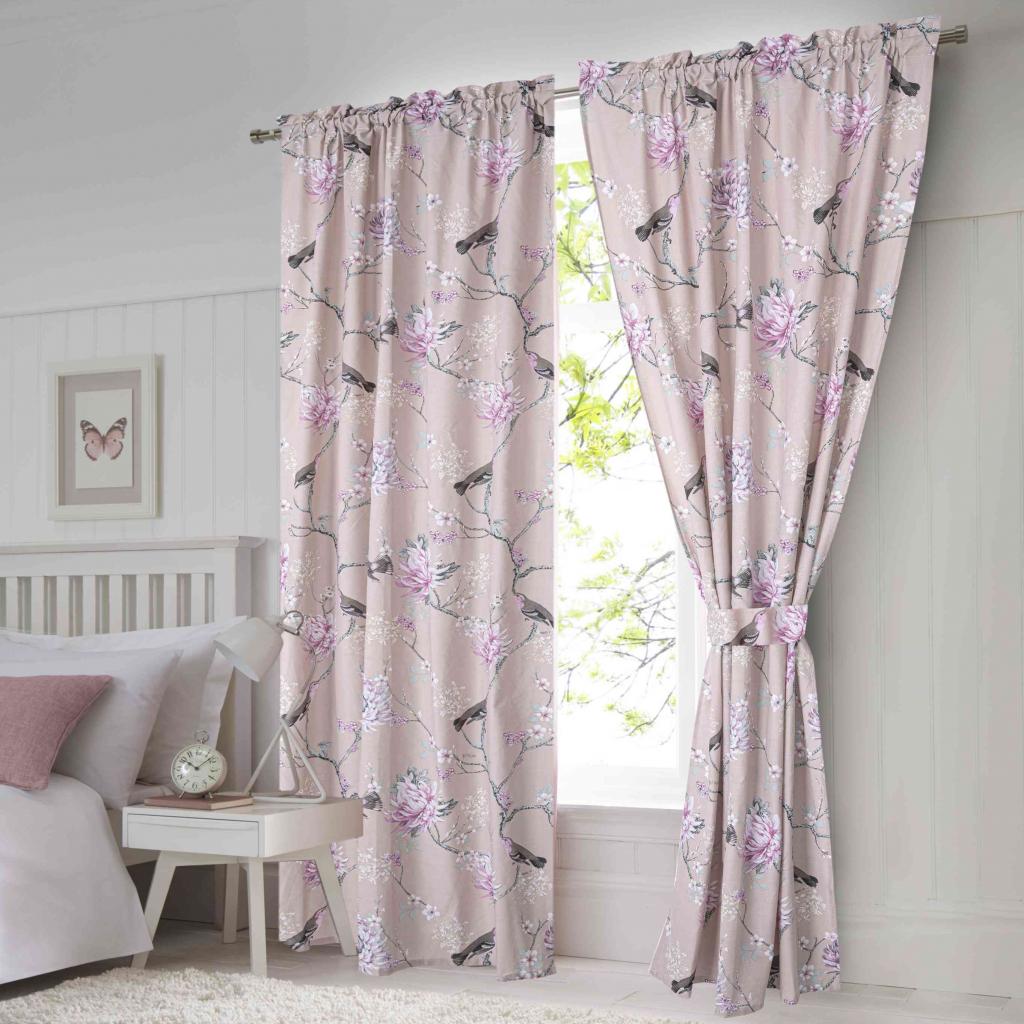 KOMPLET 2 ZAVES FLORAL BIRDS ROSE