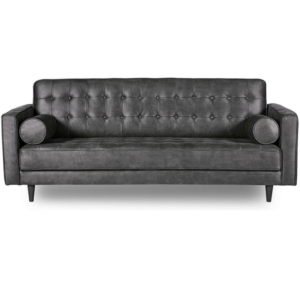 SOFA BUTTON DARK BROWN/GREY 3 SEAT