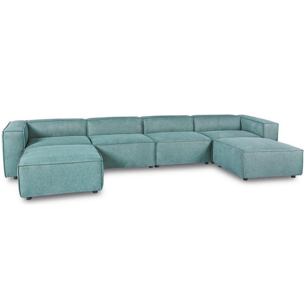 SOFA MODULAR GREEN 4 SEAT Z 2 OTTOMANA