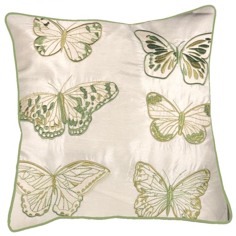 OKRASNA PREVLEKA ZA BLAZINO  ENCHANTED BUTTERFLIES KREM/ZELENA 40/45X40/45