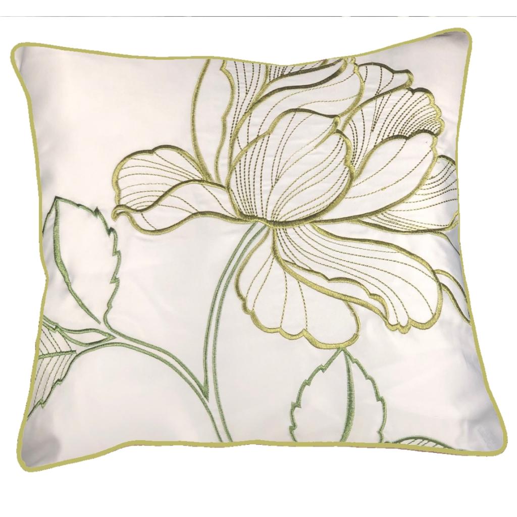 OKRASNA PREVLEKA ZA BLAZINO PANORAMIC FLOWERS KREM/ZELENA 40/45X40/45