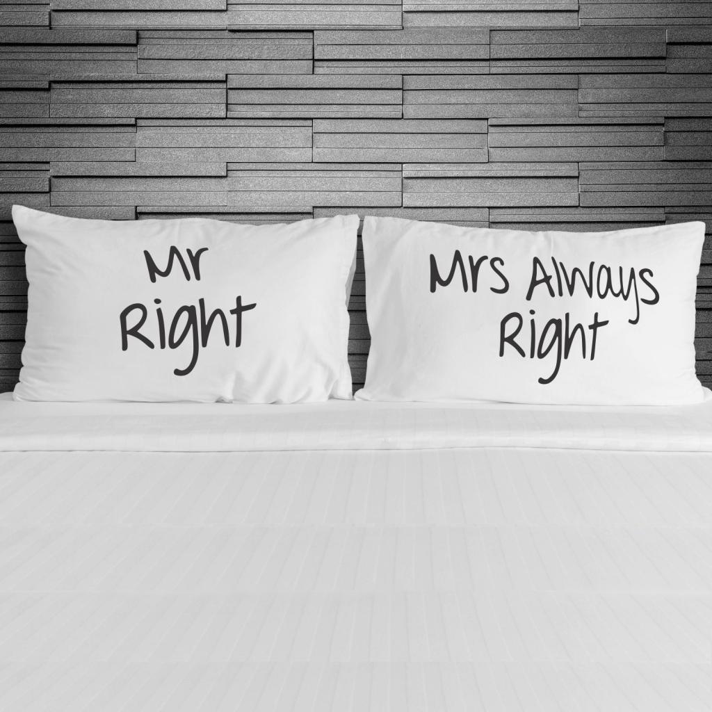 SET 2 PREVLEK ZA VZGLAVNIK MR RIGHT & MRS ALWAYS RIGHT