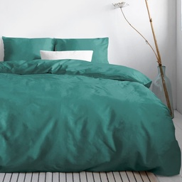 SATENASTA POSTELJNINA UNI DARK GREEN 