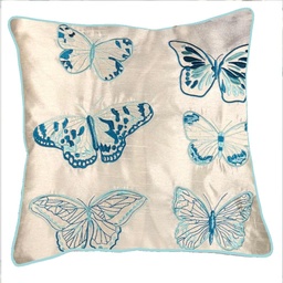 [31111382] OKRASNA PREVLEKA ZA BLAZINO ENCHANTED BUTTERFLIES KREMA/TEAL 40/45X40/45